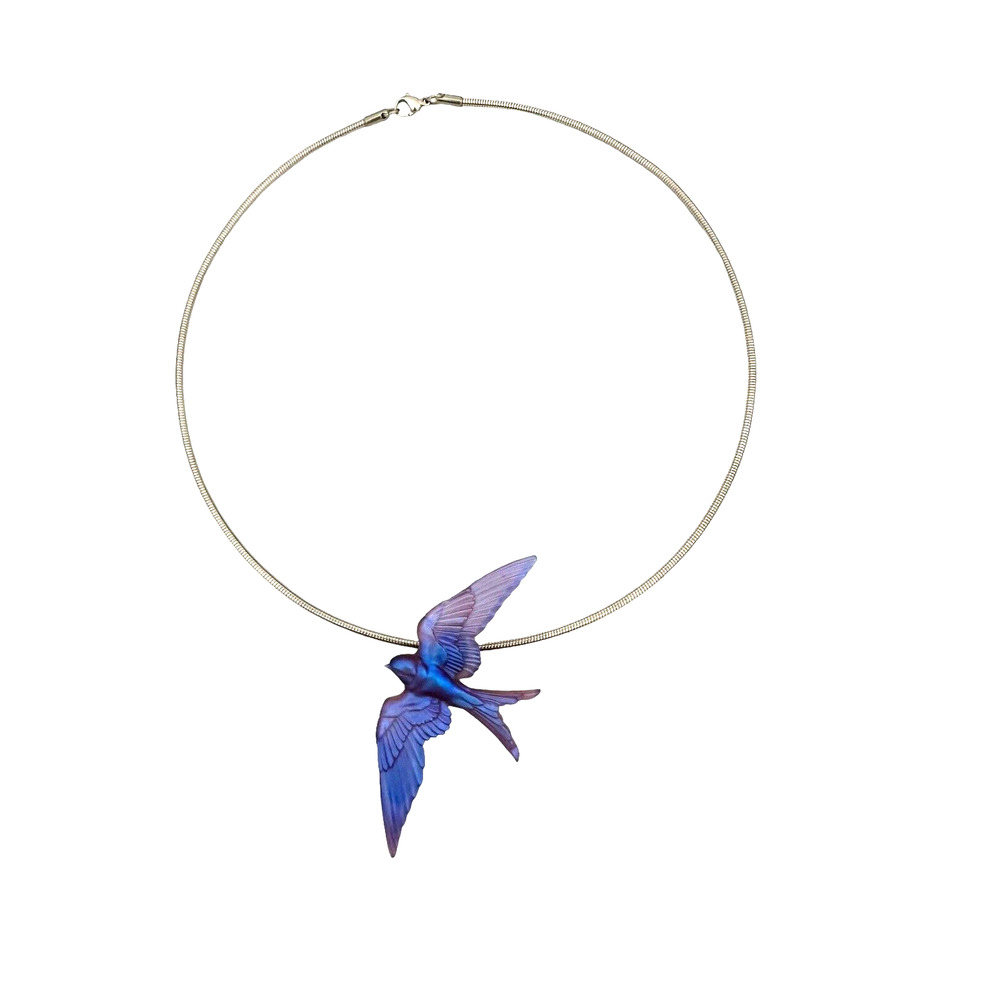 Bluebird Pâte De Verre Glass Pendant Gregory Burgard New Limited Edition Signed - Picture 3 of 16